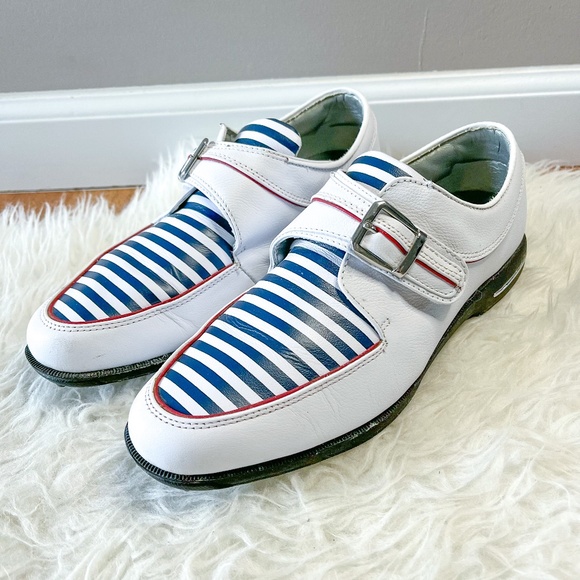 FootJoy | Shoes | Footjoy Womens Tailored Collection White Leather Stripe  Golf Shoe Size 85 | Poshmark